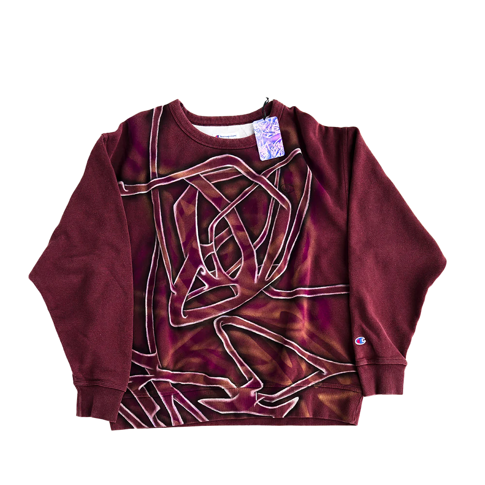 Hand Painted Sweatshirt - Washed Burgundy (Large)